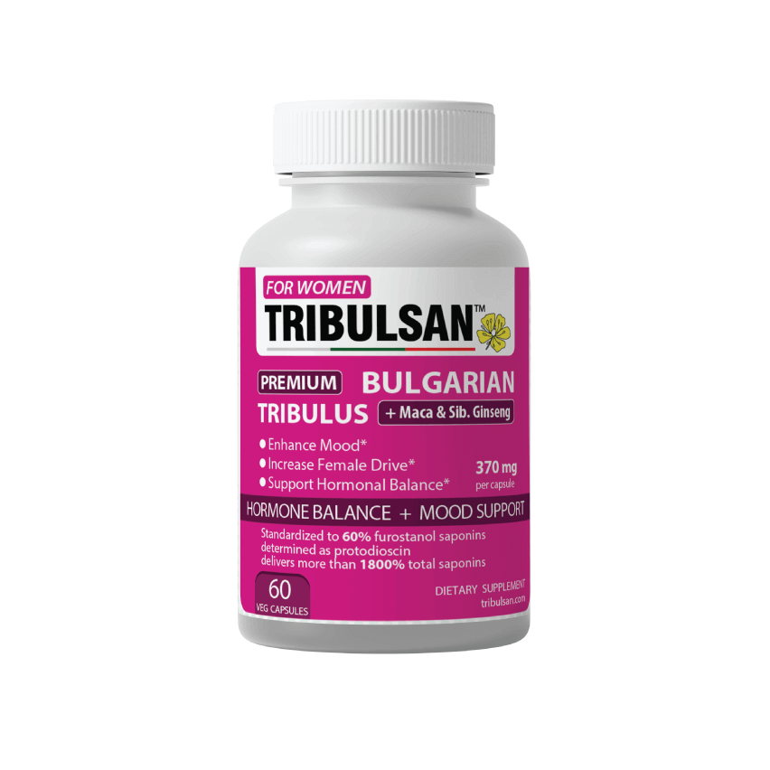 Tribulsan® moterims su maca ir ženšeniu – hormonų pusiausvyrai, energijai ir nuotaikai (60 veganiškų kapsulių)